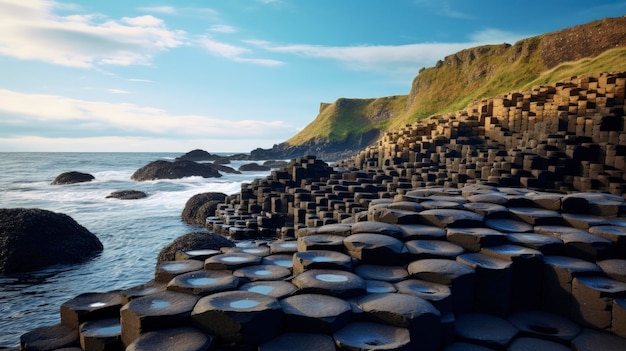 La strada rialzata del gigante Irlanda del Nord basalto esagonale Creato con tecnologia AI generativa