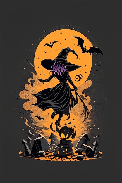 La strega nell'illustrazione di Halloween