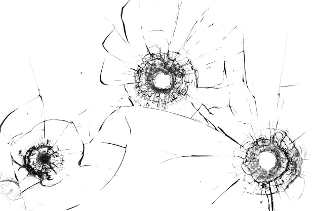 La struttura del vetro rotto Foro di proiettile