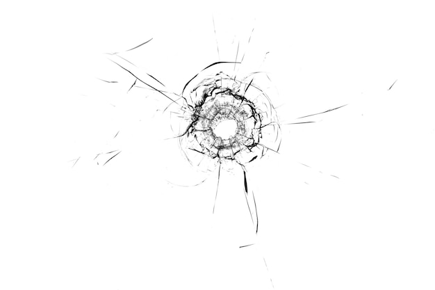 La struttura del vetro rotto Foro di proiettile