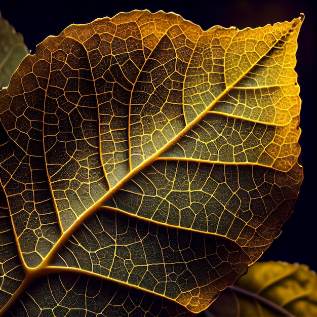 La superficie della trama delle foglie lascia le vene macrofotografia IA generativa