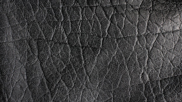 La superficie di una cosa in pelle nera closeup pelle texture astratta messa a fuoco selettiva