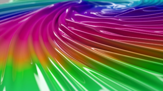 La superficie lucida iridescente è ricoperta di zeppe Whirlpool Liquid rainbow Sfondo multicolore Illustrazione
