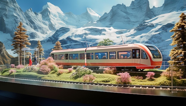 La Svizzera rappresenta la rappresentazione delle Alpi e del treno