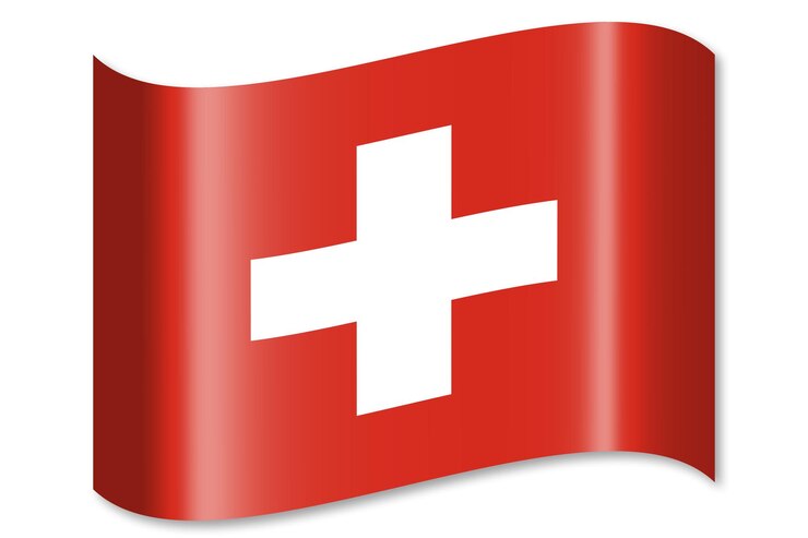 Foto la svizzera sventola bandiera del paese su sfondo bianco
