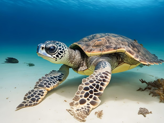La tartaruga marina che nuota nel mare ha generato un bellissimo mondo sottomarino