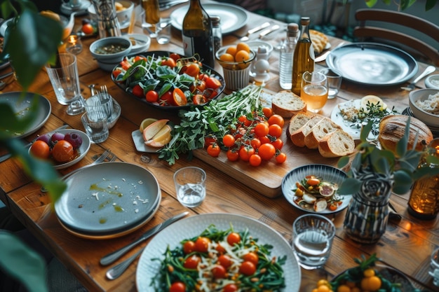 La tavola da pranzo di famiglia è stata creata da persone irriconoscibili.