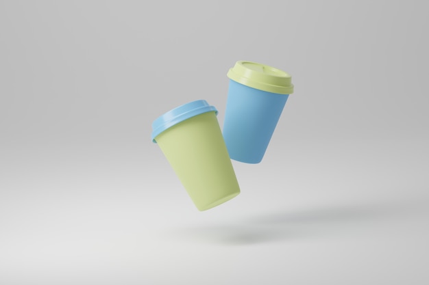 La tazza di caffè di carta 3d rende