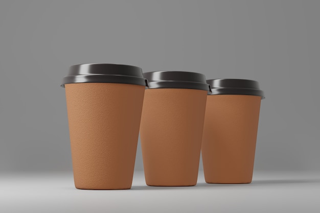 La tazza di caffè di carta 3d rende