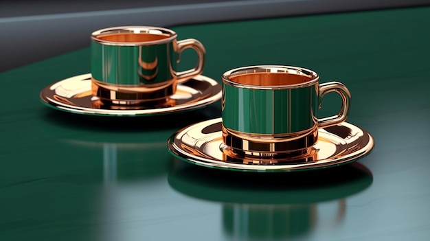 La tazza in ceramica per espresso Deco ha un'immagine di illustrazione del design del colore primario AI generata dall'arte