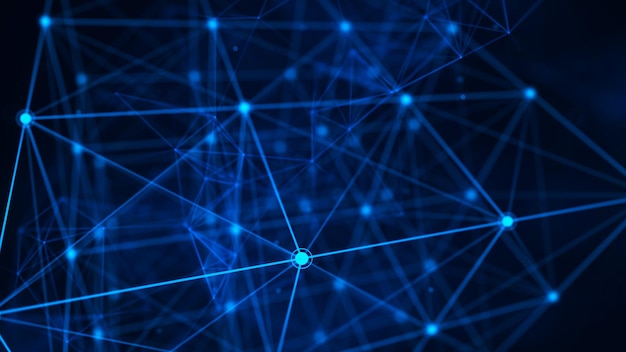 La tecnologia della catena di blocchi concetto di rendering 3D connessione di rete visualizzazione di big data