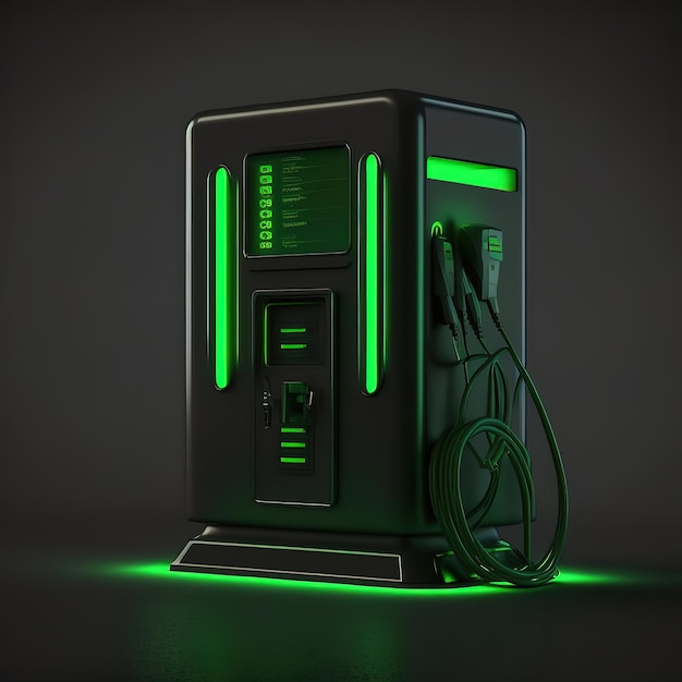 La tecnologia verde della centrale elettrica al neon il futuro dell'industria automobilistica La ricarica dei veicoli elettrici