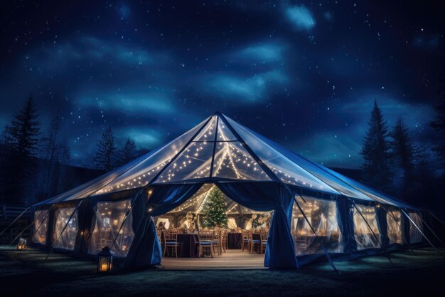 La tenda del matrimonio di notte