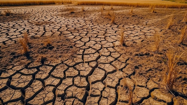 La terra è incrinata dal disastro ecologico della siccità e dal fallimento del raccolto creato dall'IA