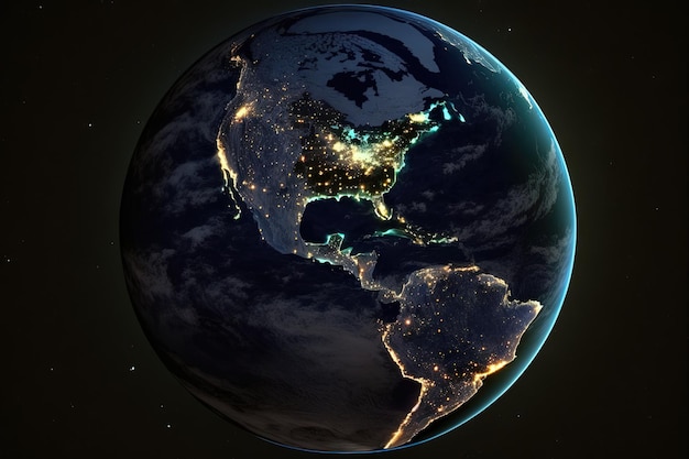 La Terra era in luoghi umani di notte il 22 aprile La NASA ha fornito l'immagine per questo concetto di risparmio energetico