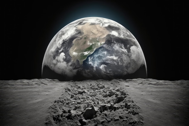 La Terra vista dalla superficie della Luna I componenti di questa immagine sono stati forniti dalla NASA