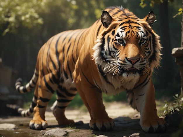 La tigre del Bengala fissa negli occhi l'aggressività, la maestosa bellezza della natura