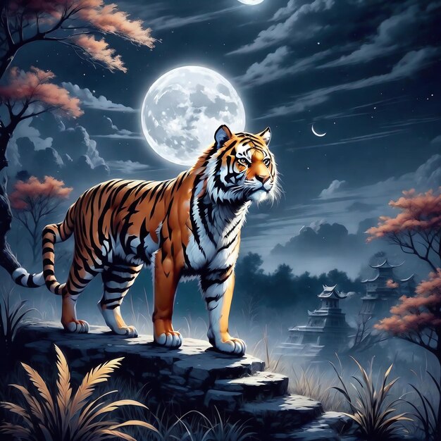 La tigre sotto la luna 3D