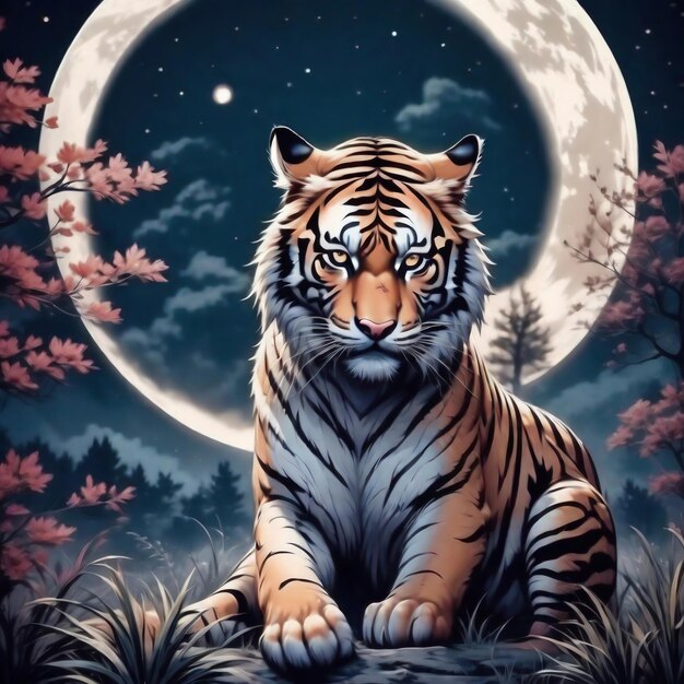 La tigre sotto la luna 3D