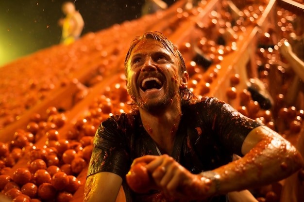 La Tomatina Festival della Lancio del Pomodoro in Spagna Generative Ai