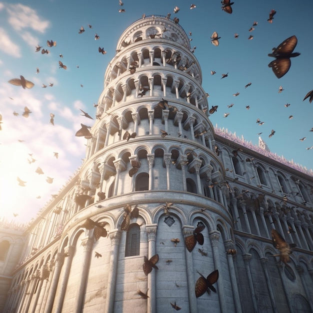 La Torre di Pisa, monumento di fama mondiale, IA generativa