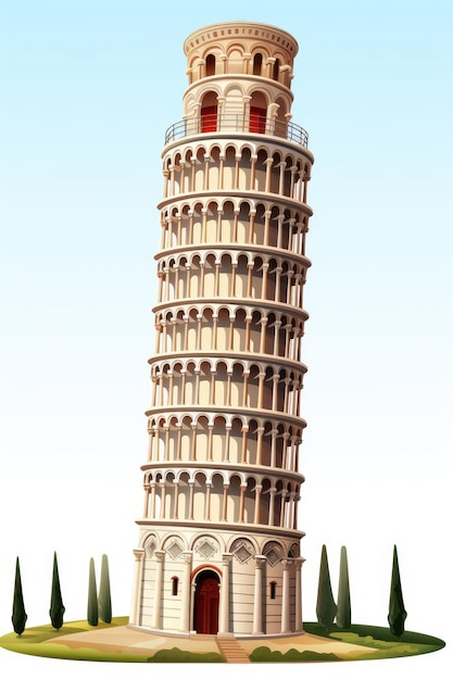 La Torre di Pisa su sfondo bianco