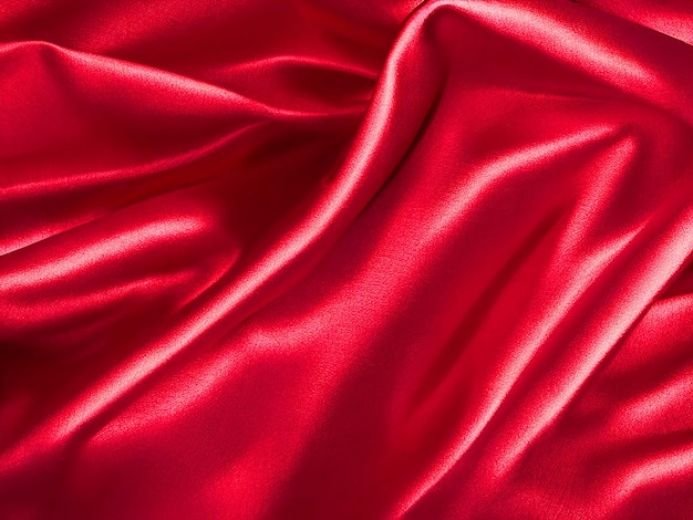 La trama del tessuto di lusso in seta o raso rosso può essere utilizzata come sfondo astratto