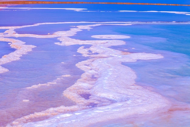 La trama della riva salata del colore del gradiente di sfondo della natura del Mar Morto