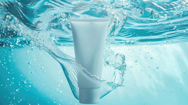 La tranquilla consistenza dell'acqua blu adornata da splashes ipnotizzanti e onde delicate