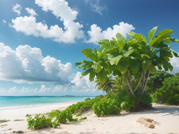 La tranquillità tropicale la bellezza affascinante di una spiaggia in un bellissimo paesaggio