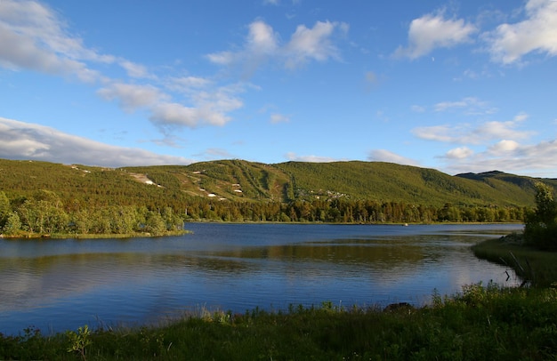 La valle con il lago e la foresta in Norvegia Scandinavia