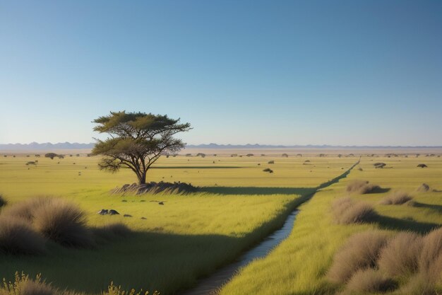 La vasta prateria sembra lontana Bella fotografia di sfondo della carta da parati dell'ambiente naturale