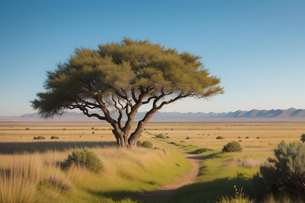 La vasta prateria sembra lontana Bella fotografia di sfondo della carta da parati dell'ambiente naturale