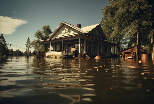 La vecchia casa fu sommersa da una grande alluvione