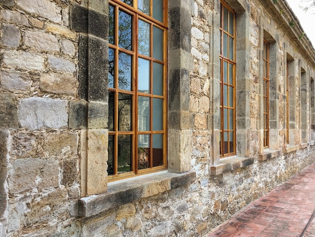 La vecchia natura abbandonata dell'edificio ricresce in mattoni