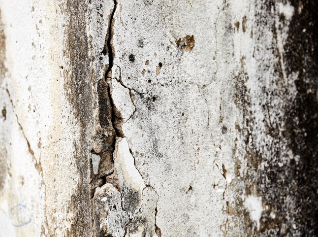 La vecchia parete invecchiata del cemento con la sbucciatura di colore ha rivelato il fondo rustico macchiato di struttura