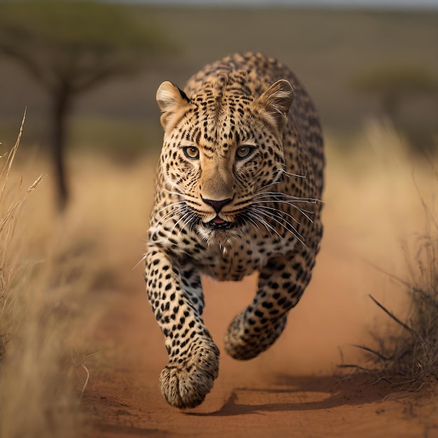 La velocità e l'agilità di un leopardo mentre attraversa i parchi nazionali africani a 100 chilometri all'ora.