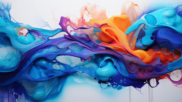 La vernice astratta ruota nell'acqua colori vibranti arte fluida