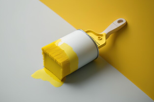 La vernice gialla su un rullo enfatizza il rullo
