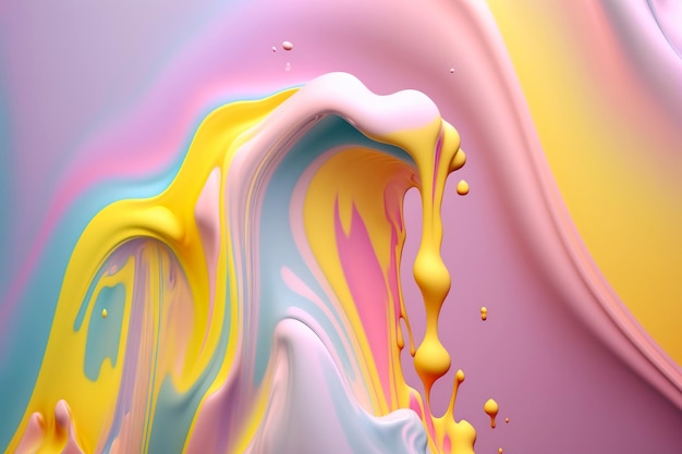 La vernice liquida pastello scorre sullo sfondo Fluido di colore cremoso IA generativa