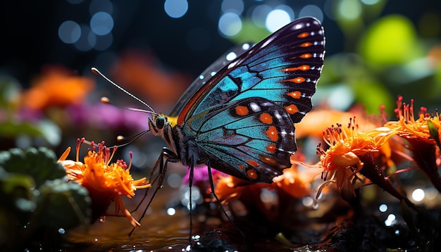 La vibrante bellezza delle farfalle in natura affascina la pianta verde generata dall'intelligenza artificiale