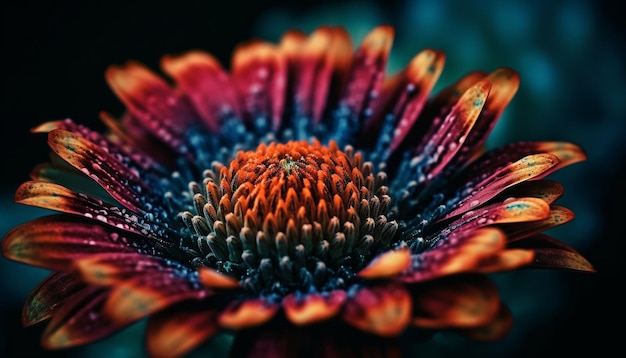 La vibrante rugiada della margherita della gerbera cade sulla bellezza dei petali nella natura generata dall'intelligenza artificiale