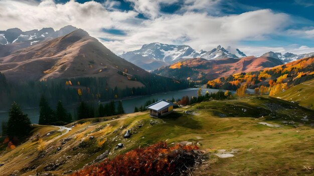 La vista autunnale di una montagna