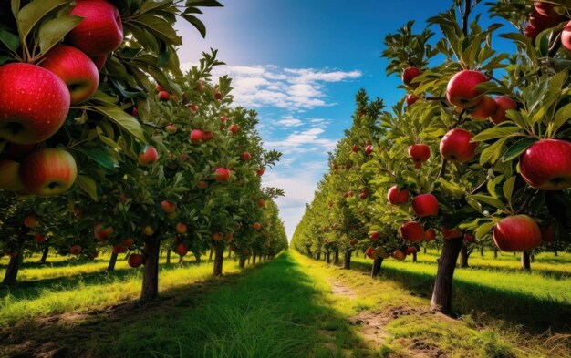 La vista del frutteto di mele