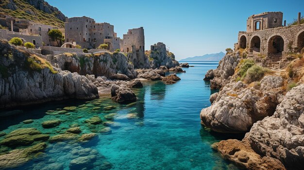 la vista della bellissima spiaggia della vecchia città di Taormina in Italia