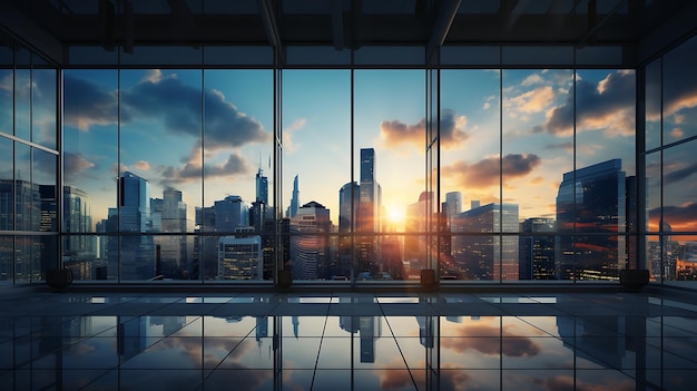 La vista panoramica dei grattacieli di New York attraverso la finestra