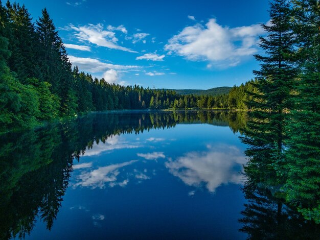 La vista panoramica del lago contro il cielo