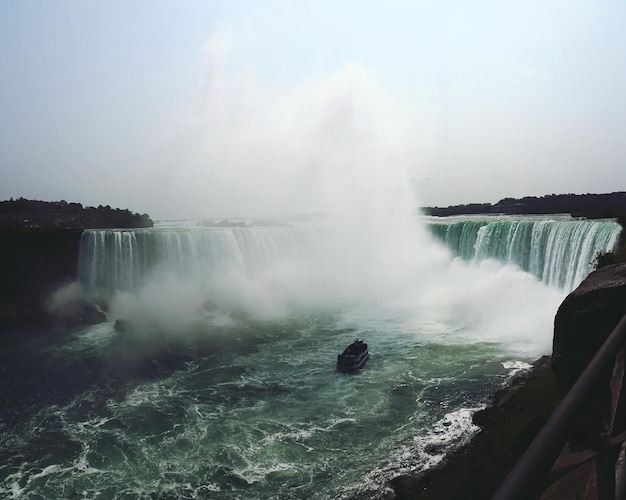 La vista panoramica delle cascate del Niagara contro il cielo