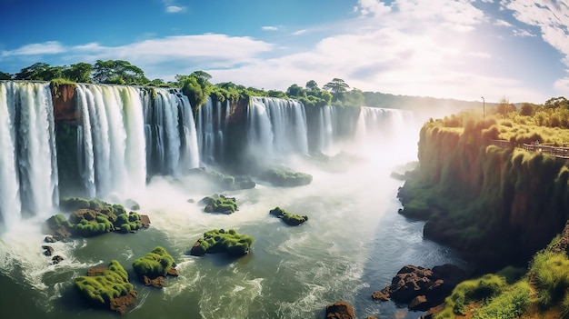 La vista panoramica delle cascate di Iguazu in Brasile