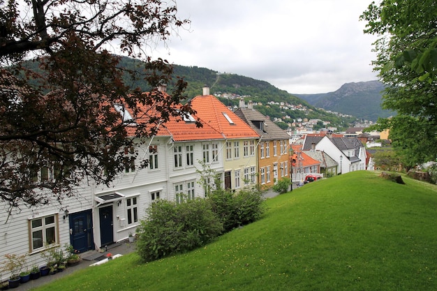 La vista sul vecchio centro della città Norvegia di Bergen